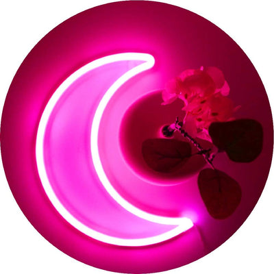 Luz LED neón luna rosa decoración habitación con pilas o USB