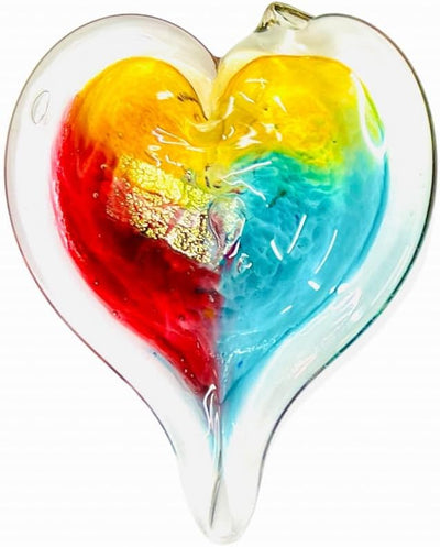 Corazones colgantes vidrio soplado colorido para ventana