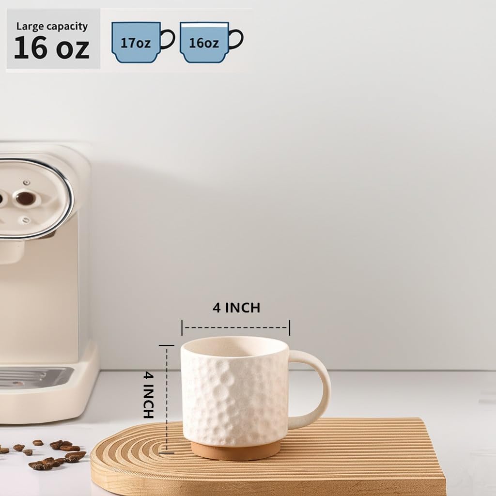 Set 4 Tazas Café Cerámica Blanco Mate