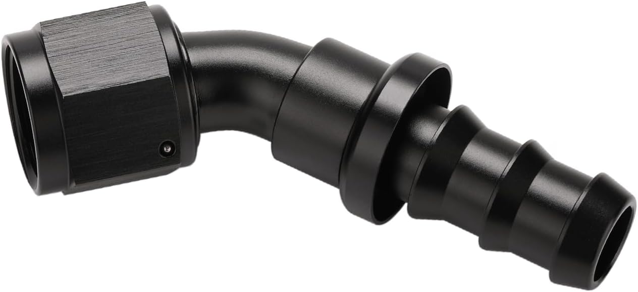 Adaptador manguera bloqueo empuje 45grados aluminio negro