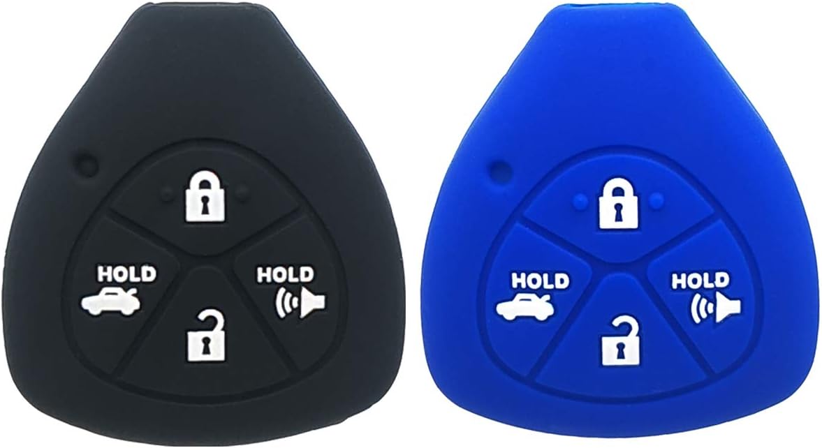 2 Pzas Funda llave sin llave Toyota 4 botones negro azul