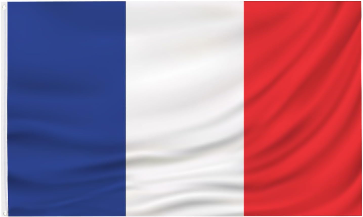 Bandera Francia 3x5ft lona poliéster doble costura ojales latón