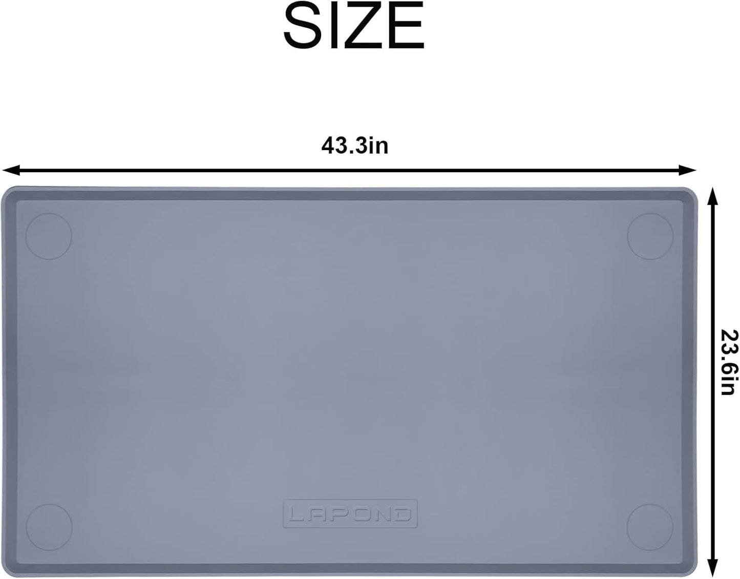Tapete silicona antiderrap hidropónico 43.3x23.6pulg gris