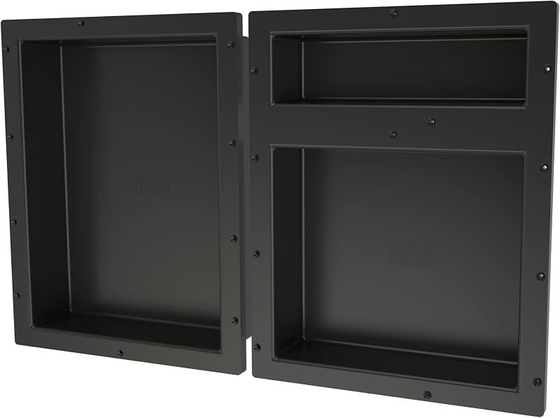 Estante ducha triple nicho negro 32x20x4"