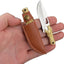 Cuchillo EDC hoja 5Cr 2pulg mango latón funda cuero