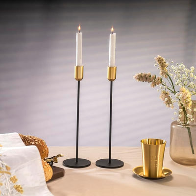 Portavelas cónico latón cepillado juego 2 velas 3/4pulg