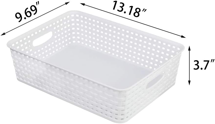 4 Pzas Bandejas Plástico Blanco Cestas Almacenamiento Papel
