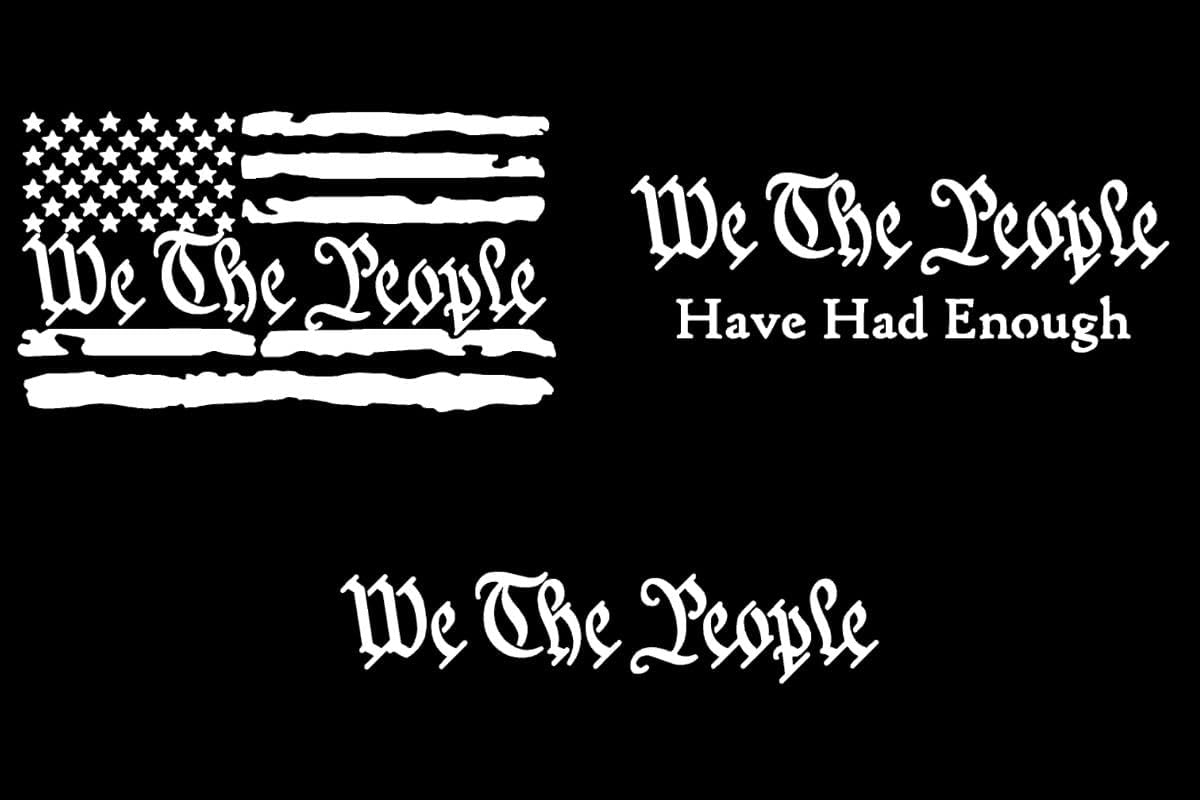 Decal We The People bandera grande 6" blanco