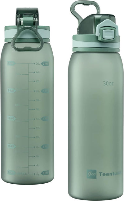 Botella agua Tritan deporte 30oz botón presión reutiliz.
