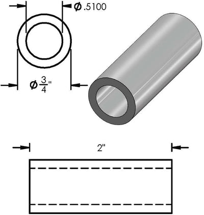 Espaciador aluminio 3/4x1/2 redondo para pernos 1/2 o M12