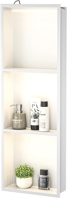 Nicho ducha LED 36x12pulg acero inox blanco 3 niveles IP66