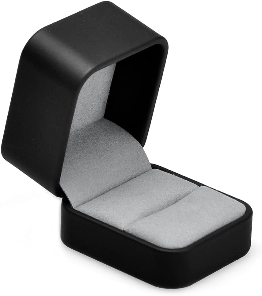 Caja anillo compromiso piel sintética negra