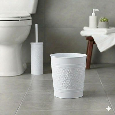 Bote basura y cepillo inodoro soporte color blanco baño