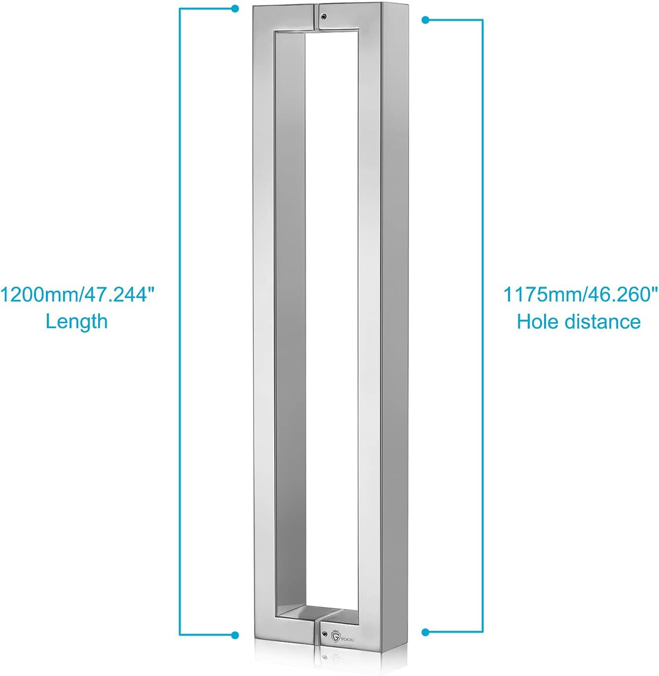 Manija puerta acero inox 304 cuadrada/rectangular cromado