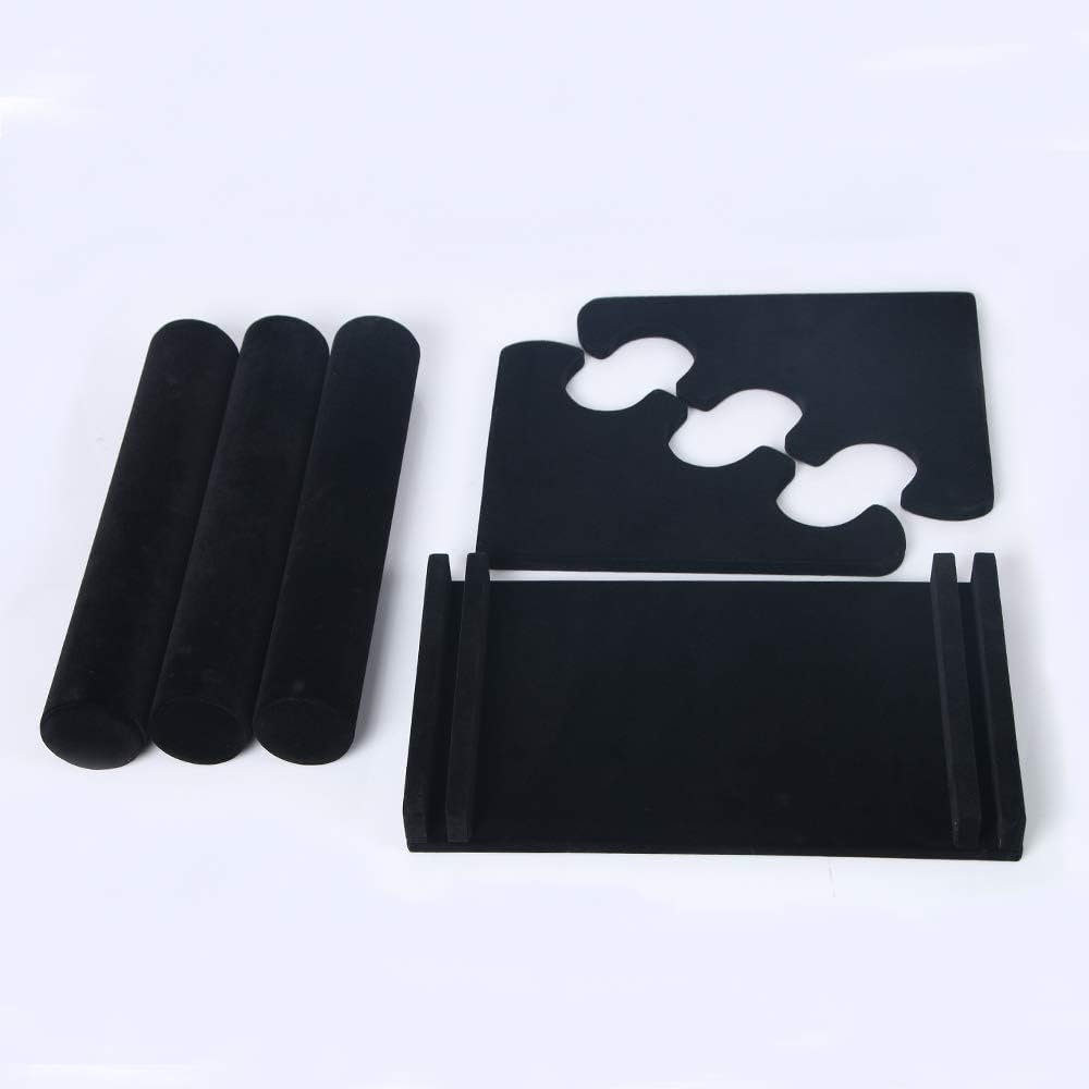 Organiz. pulseras 3 niveles terciopelo negro