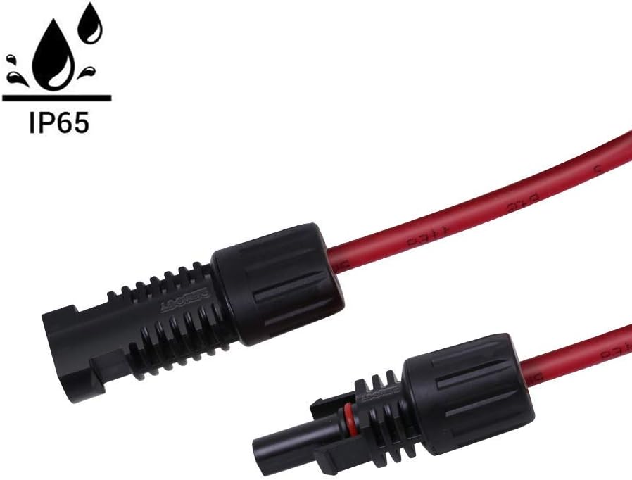 Cable extensión 12awg 5ft con conectores solares rojo y negro