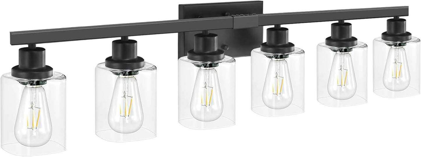 6 Luces Negras para Tocador Baño 38pulg Modernas