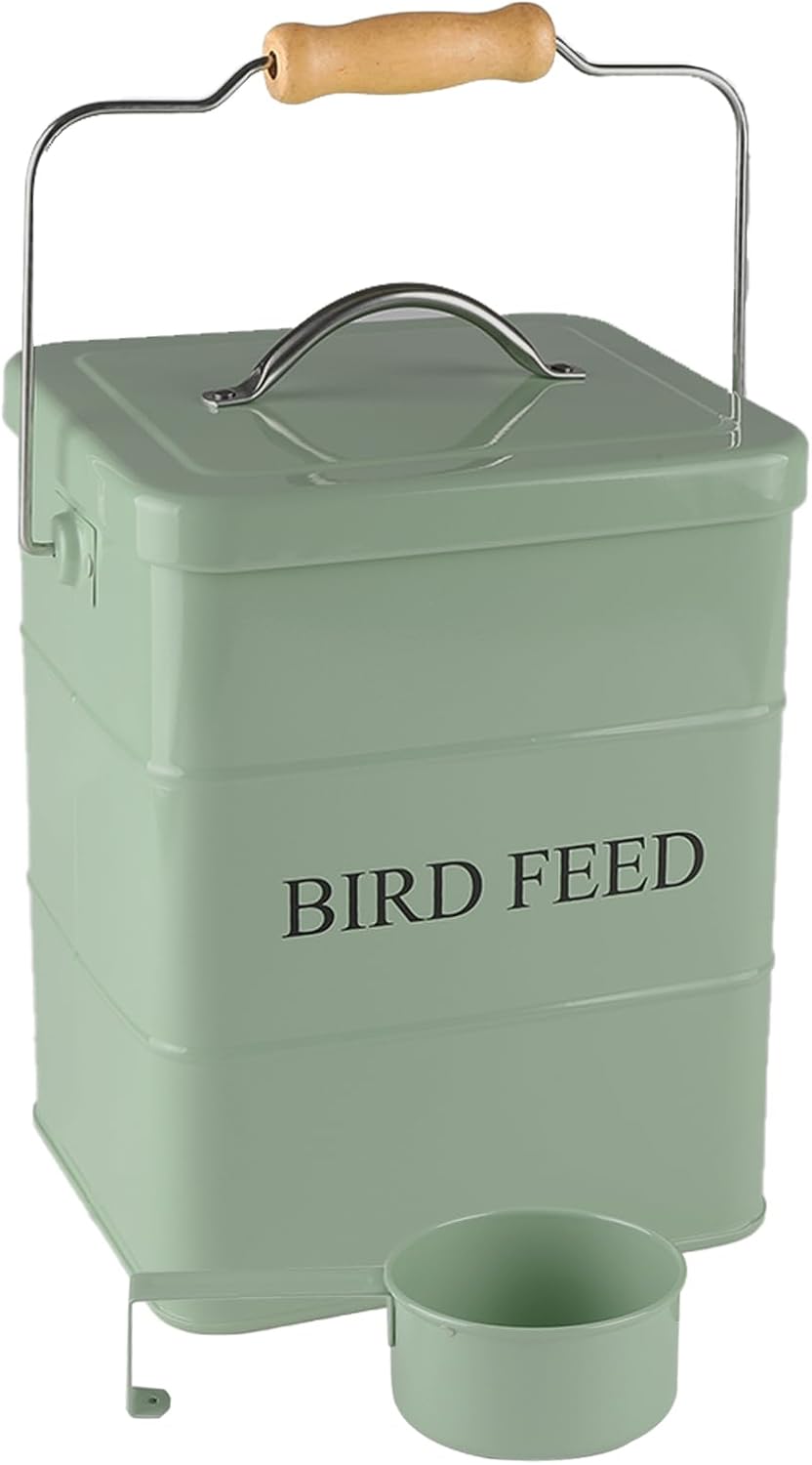 Recipiente alimento para pájaros con tapa hermética verde