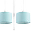 2 Luces Colgantes Enchufables 15" Pantalla Tela Azul