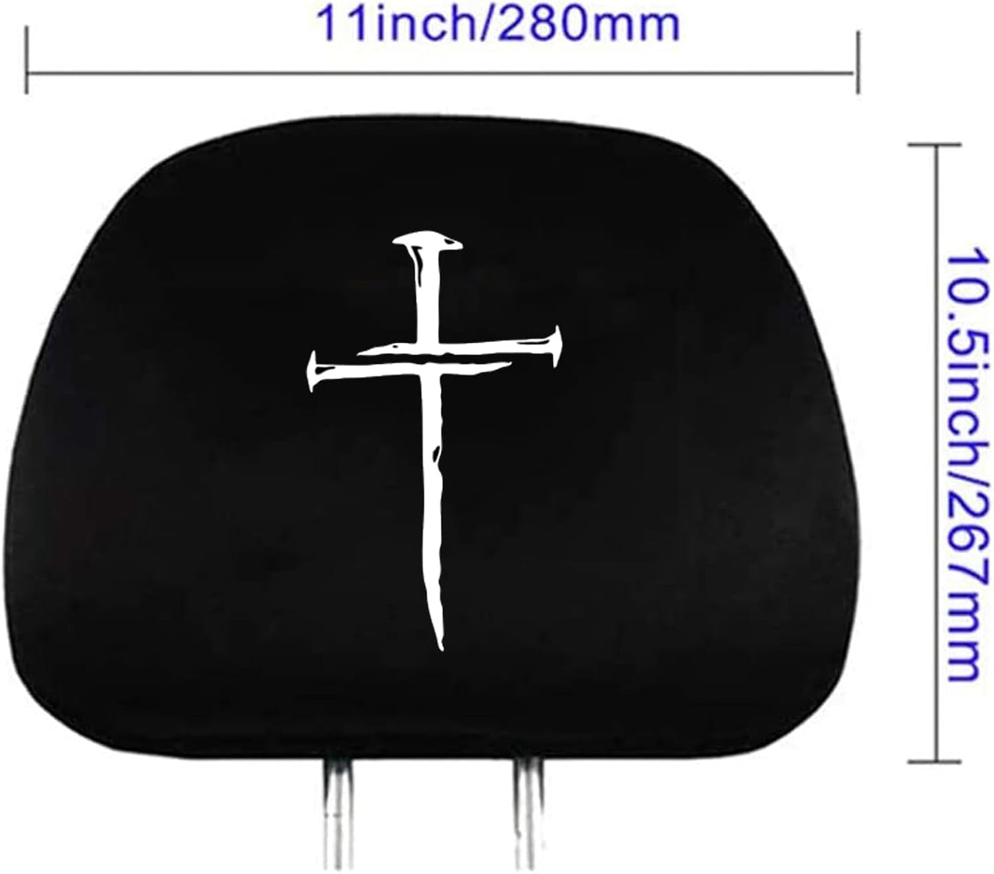 2 Fundas Reposacabezas Tela Negra Comp Cruz de Clavos
