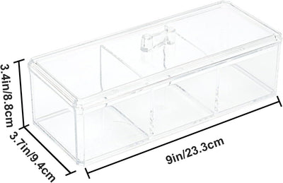 Dispensador Qtip 3 compartimentos acrílico baño