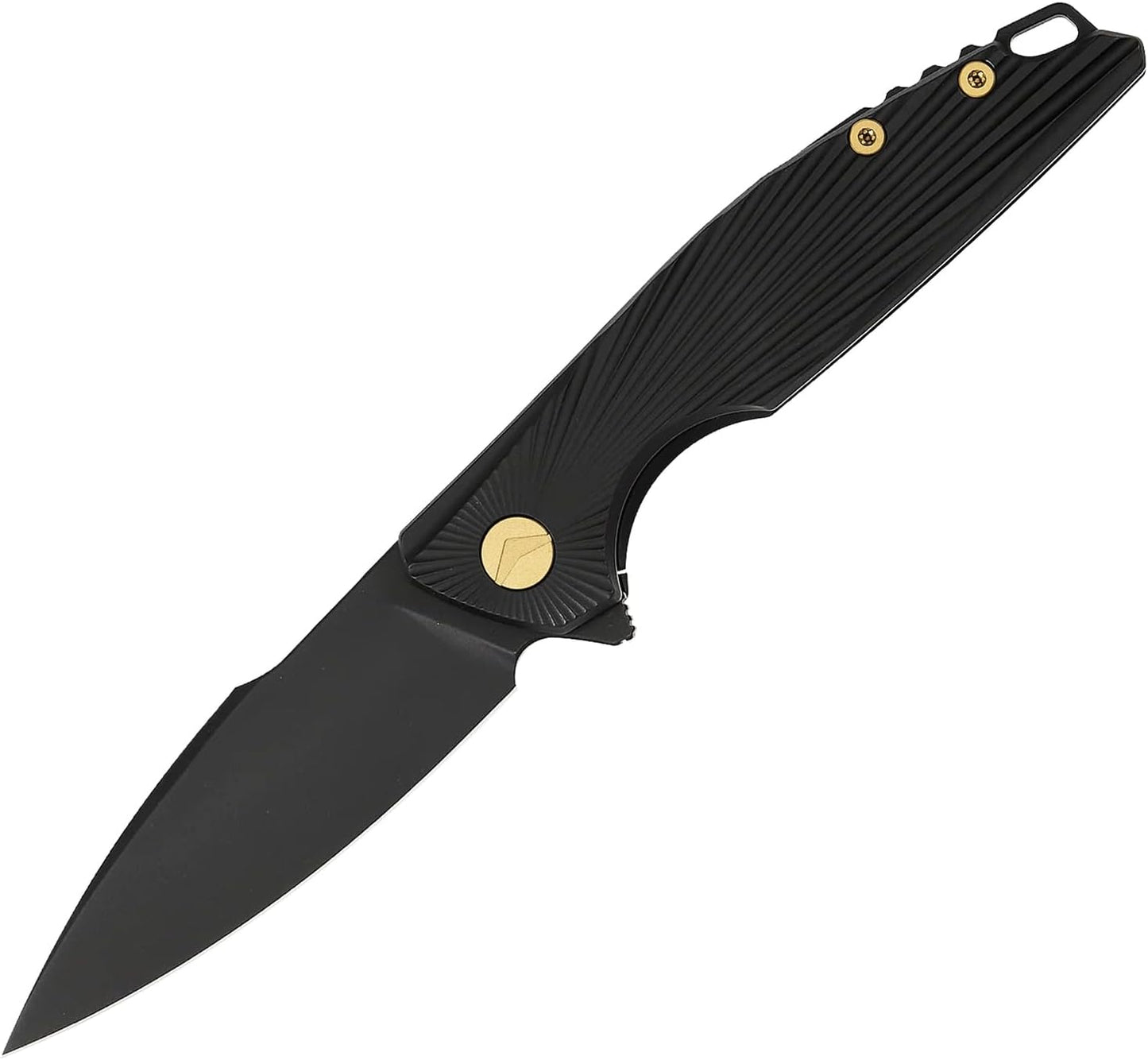 Cuchillo plegable de bolsillo con clip mango titanio acero