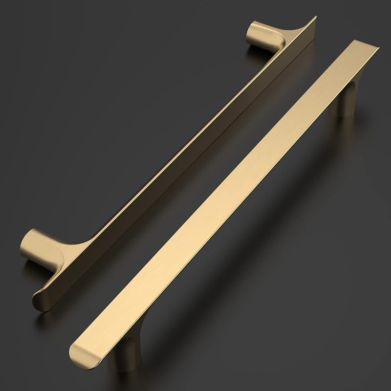 10 Tiradores Latón Cepillado 7.5" Dorado Armarios
