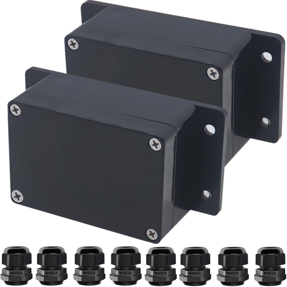 Caja eléctrica ABS negro IP65 impermeable 2 pzas