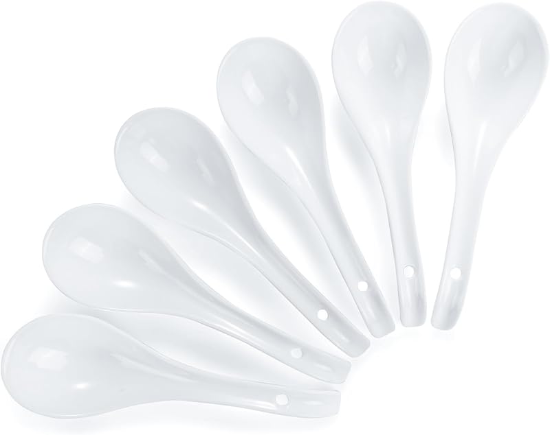 Set 6 Cucharas Cerámica China Antideslizante para Ramen Pho
