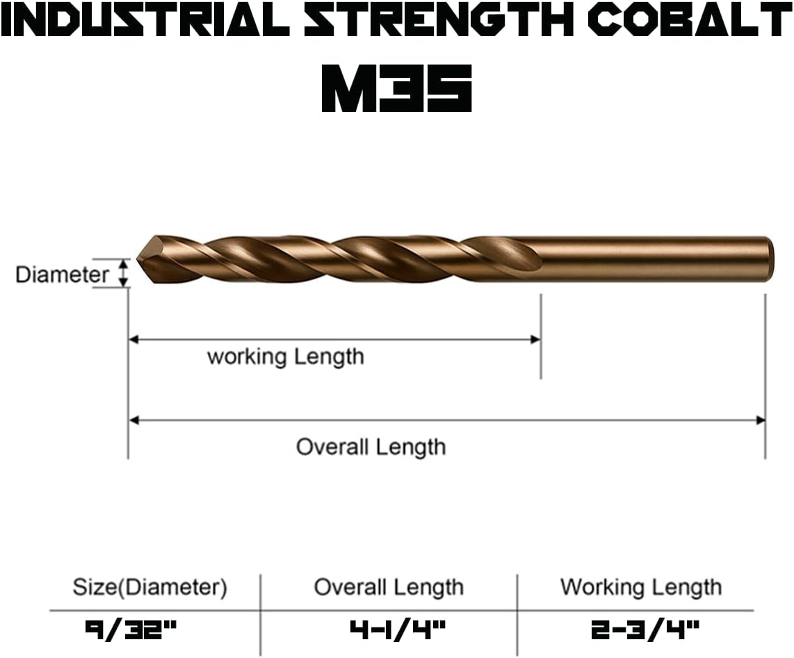 Brocas M35 cobalto para metal 9/32pulg 135grados