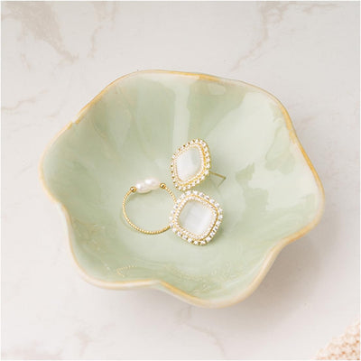 Plato decorativo para joyas y accesorios mujer blanco verde