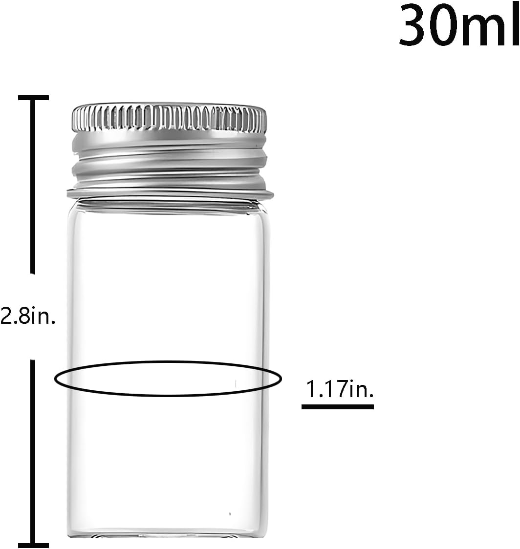 30 Pzas Botellas Vidrio 30ml con Tapa Aluminio