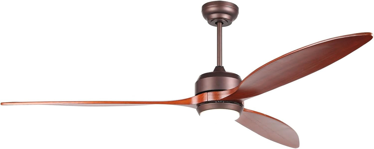 Ventilador techo madera nogal 65pulg luces control remoto