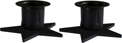 Portavelas cónicos hierro negro juego 2 base estrella