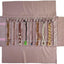 Bolsa viaje joyas enrollable 16 cadenas terciopelo rosa