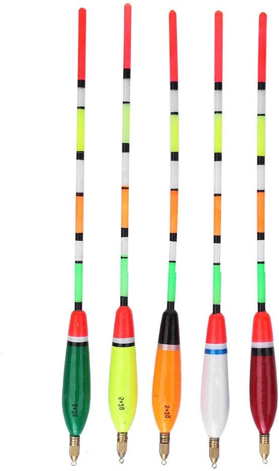 Flotadores pesca madera balsa 5 pzas cola negra varios
