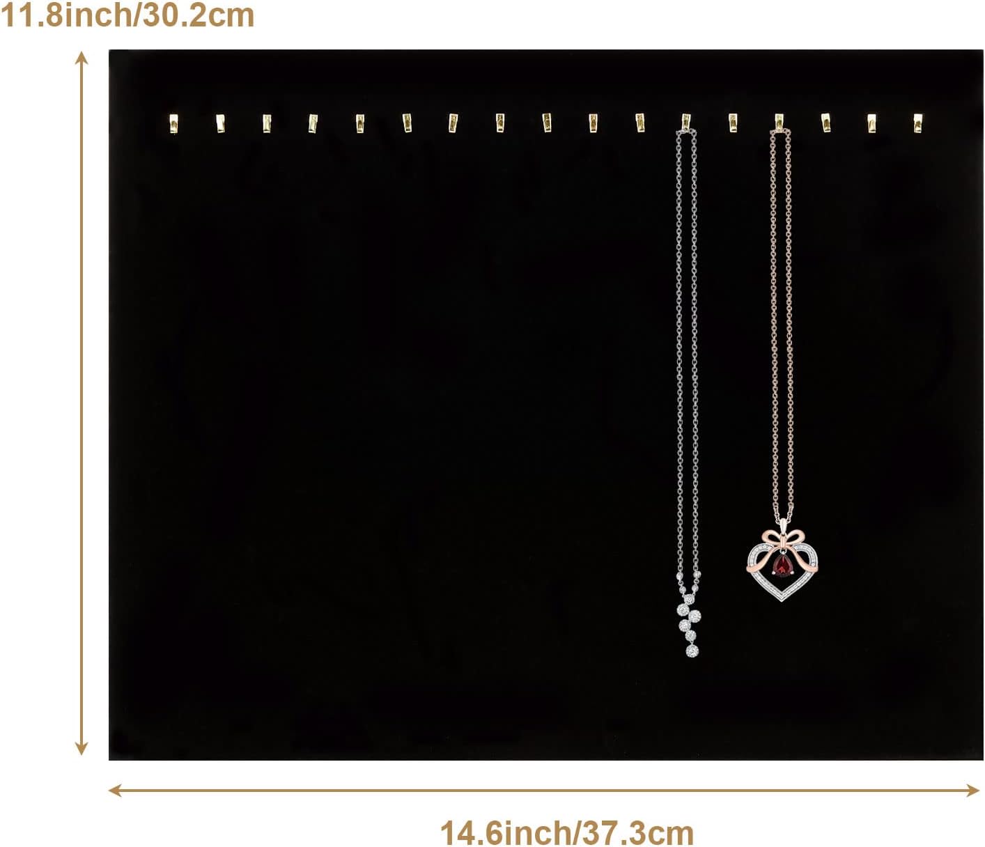 4 Soportes terciopelo negro para collares con 17 ganchos