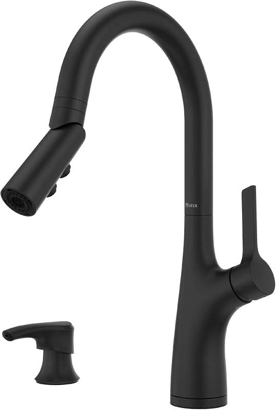 Grifo cocina rociador dispensador jabón negro mate NSF