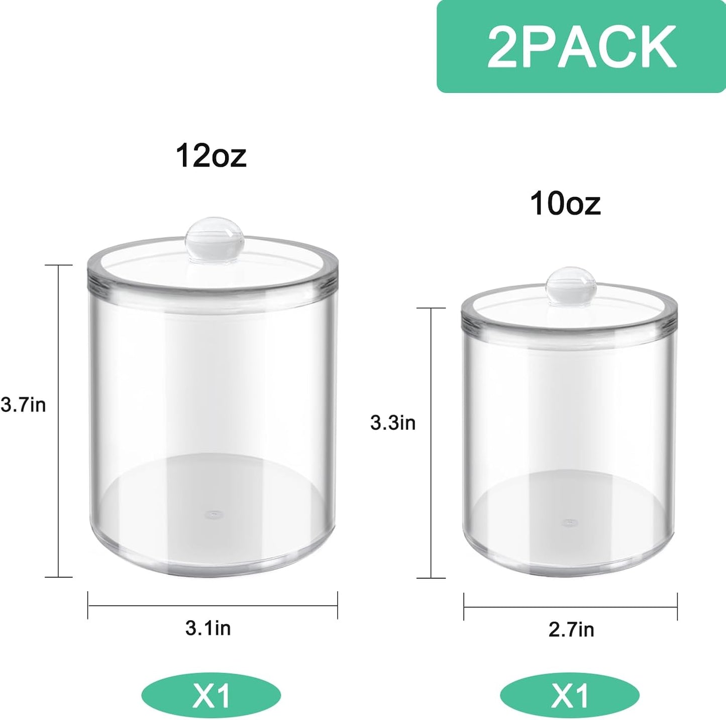 2 Pzas Soportes Hisopos Acrílico Transparente 10-12oz