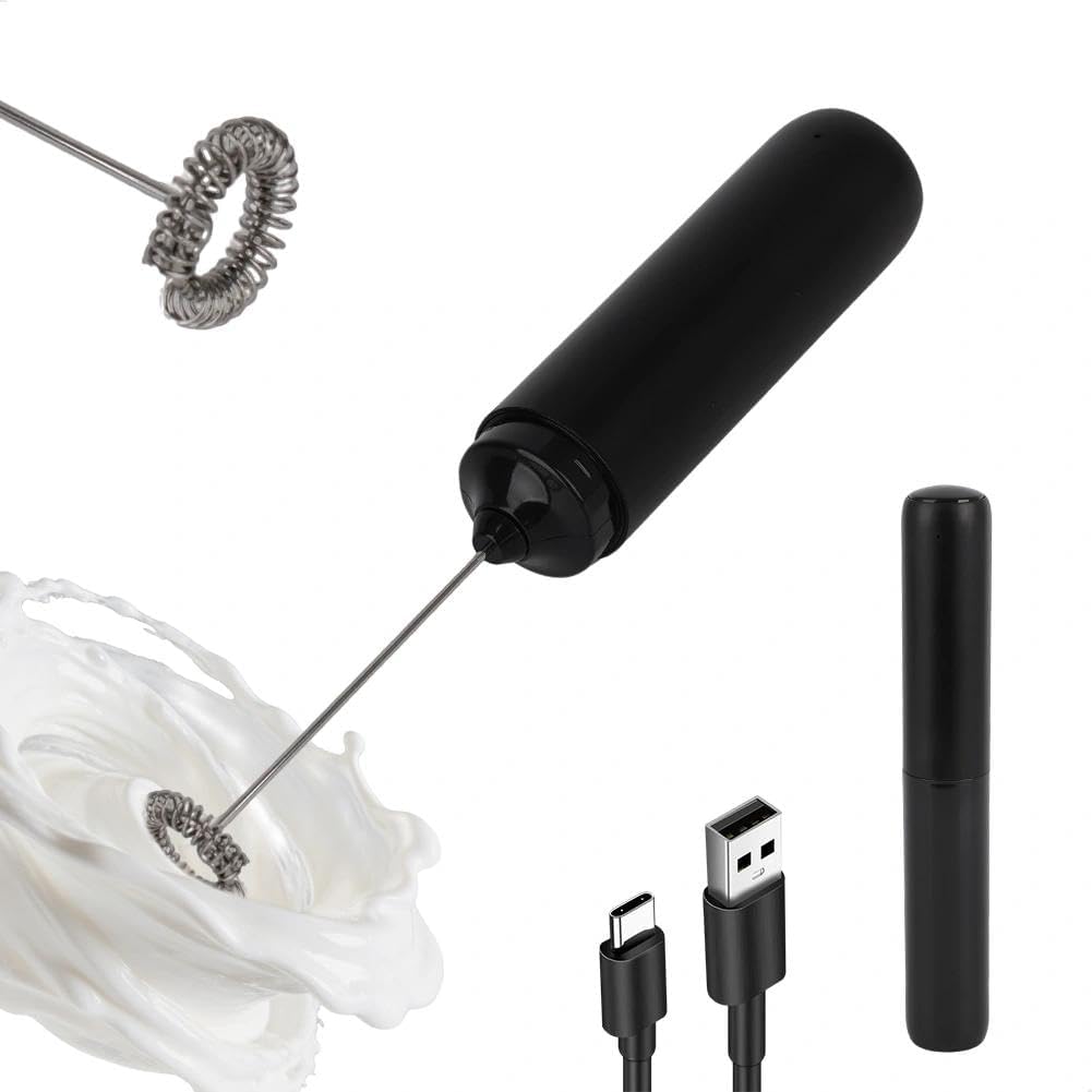 Espumador de leche portátil recargable con cabezal de acero inoxidable
