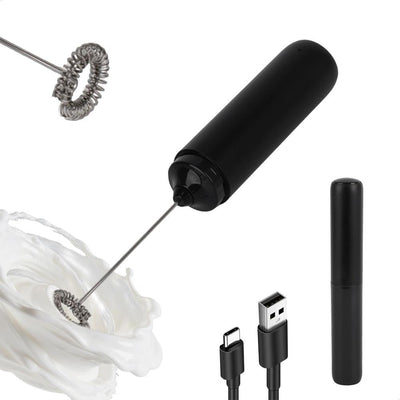 Espumador de leche portátil recargable con cabezal de acero inoxidable