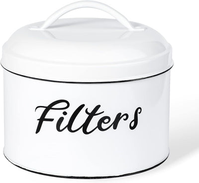 Soporte filtro café blanco con tapa redondo cocina