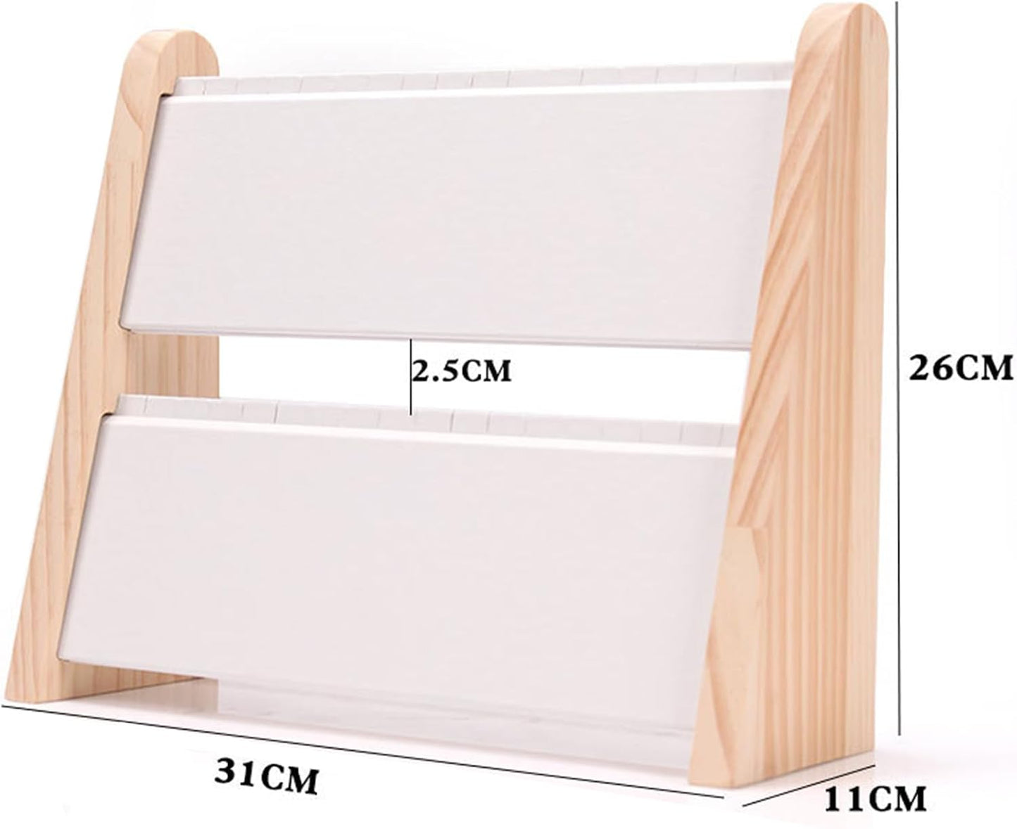 Soporte collares madera 34 rejillas doble nivel cuero blanco