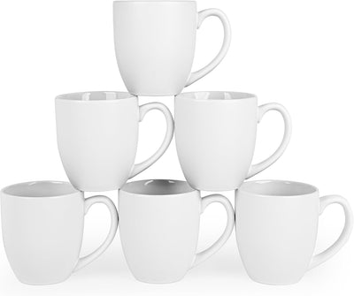 6 Tazas Café Cerámica 16oz Asa Té Capuchino Blanco