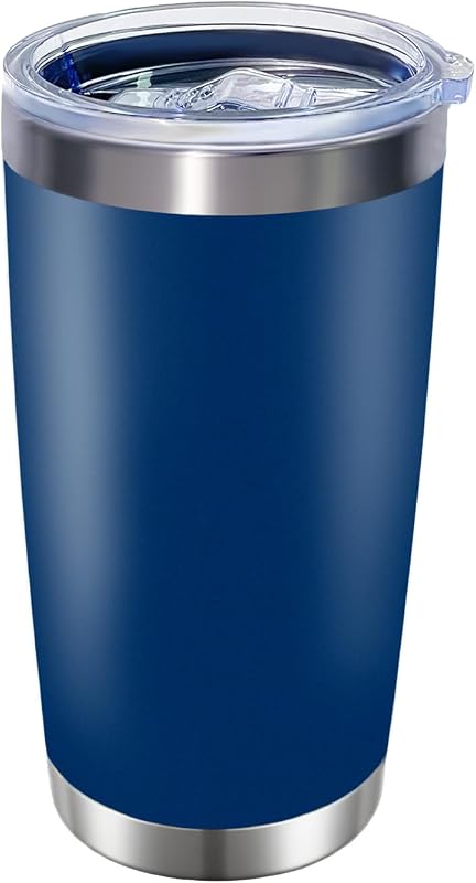 Vaso acero inox 20oz doble pared con tapa y pajita azul oscuro