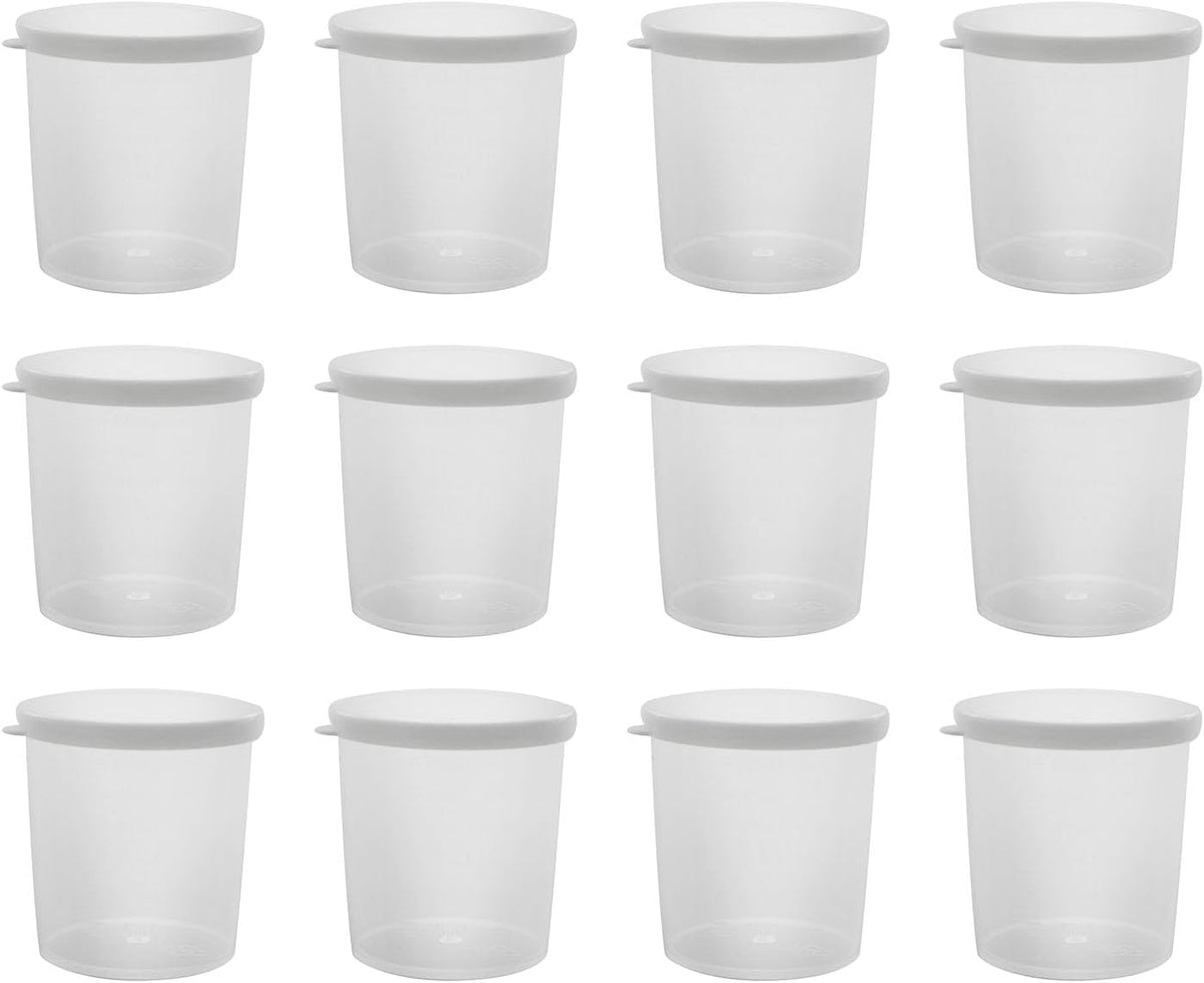 12 Pzas Tazas Medidor Plástico Transparente con Tapa