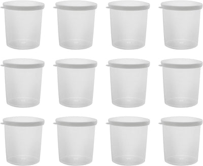 12 Pzas Tazas Medidor Plástico Transparente con Tapa