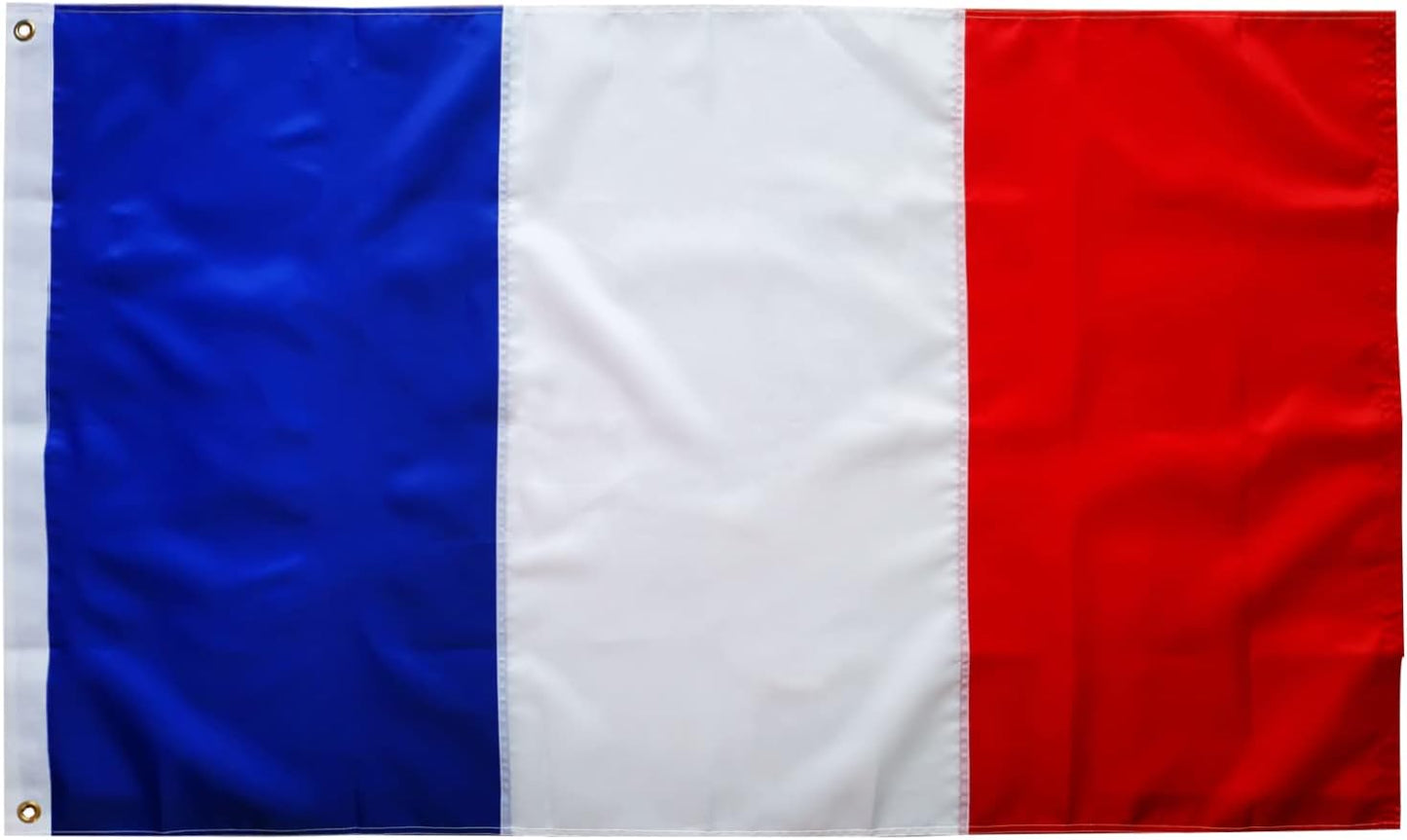 Bandera Francia 3x5ft 210D poliéster rayas cosidas ojales