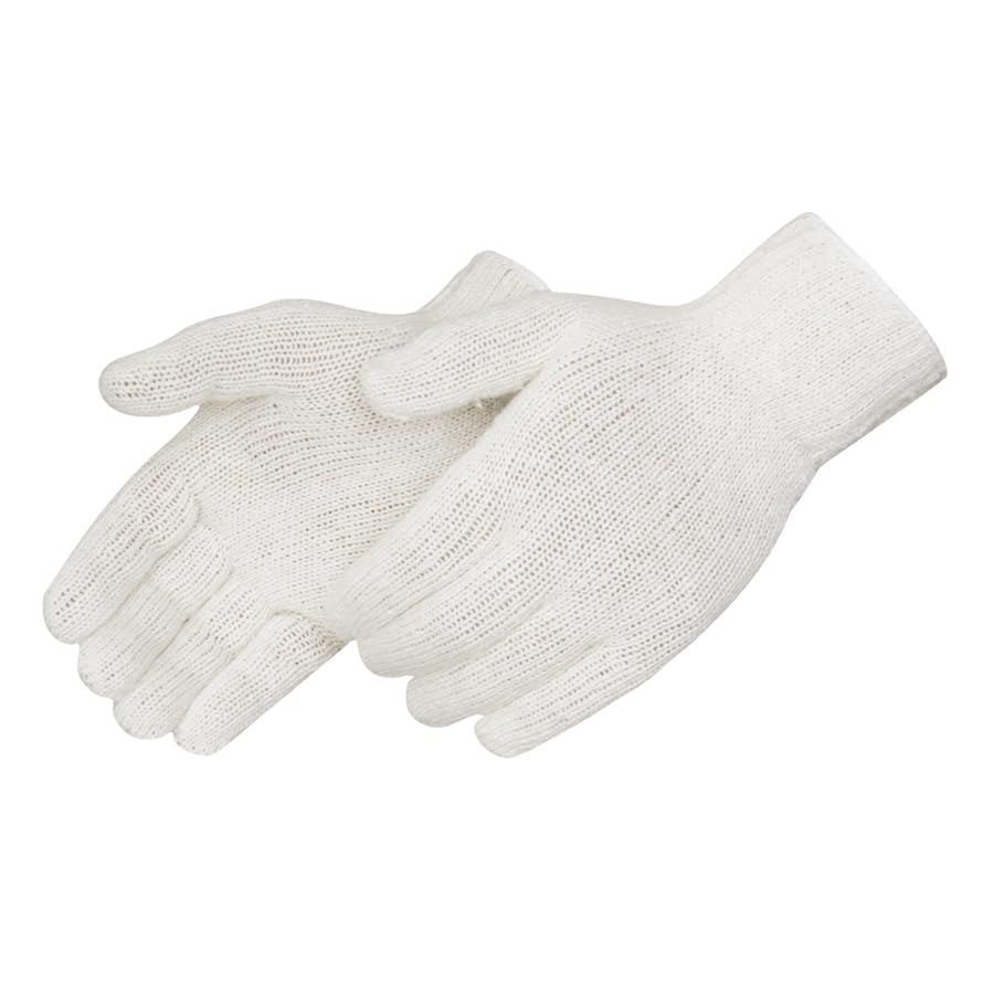 12 Pzas Guantes Algodón Poliéster Sin Costuras Talla Grande Blanco