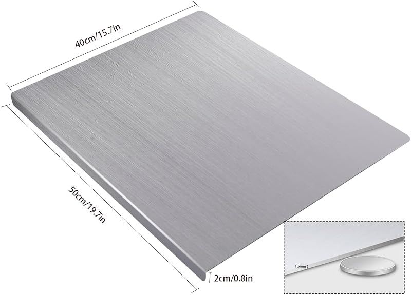 Tabla cortar acero inox 50x40 para cocina y pastelería